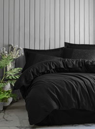 L'essentiel linge de maison Juego de funda de edredón de satén Doble - Negro